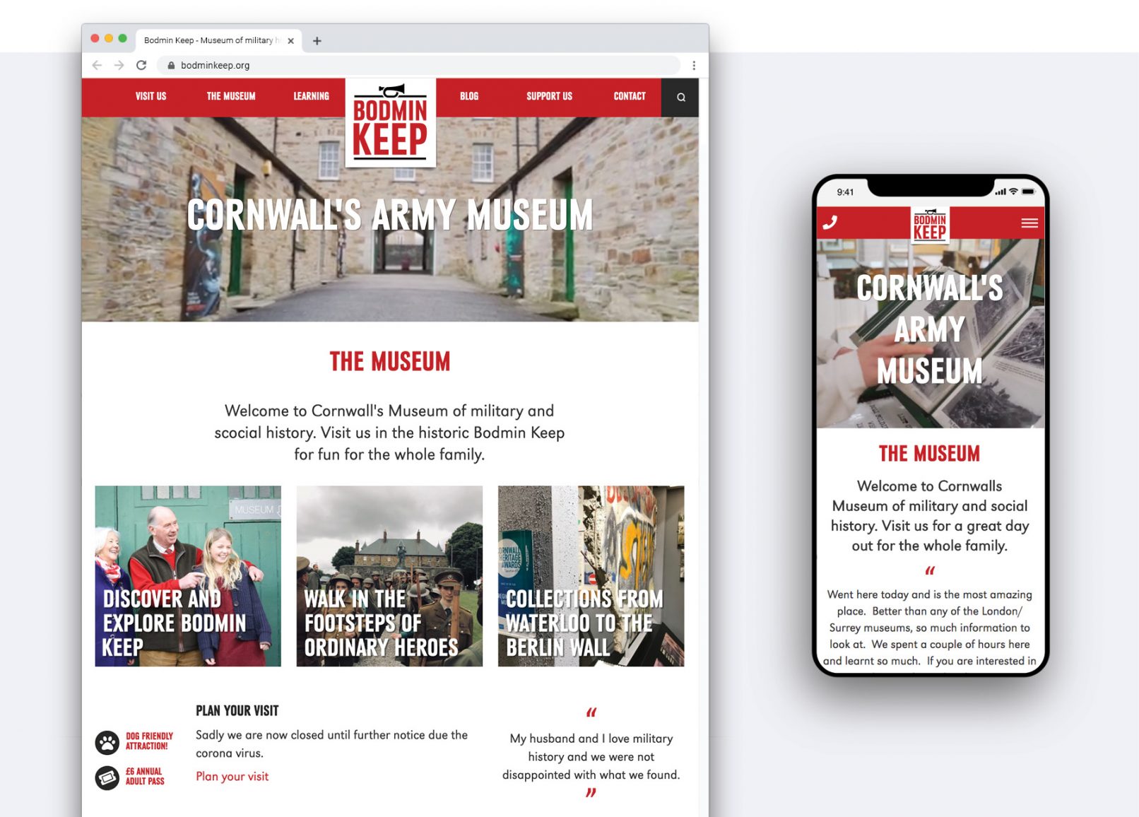 Bodmin Keep - Cornwall's Army Museum - Responsive Wordpress website by Jan Thompson Graphic Design