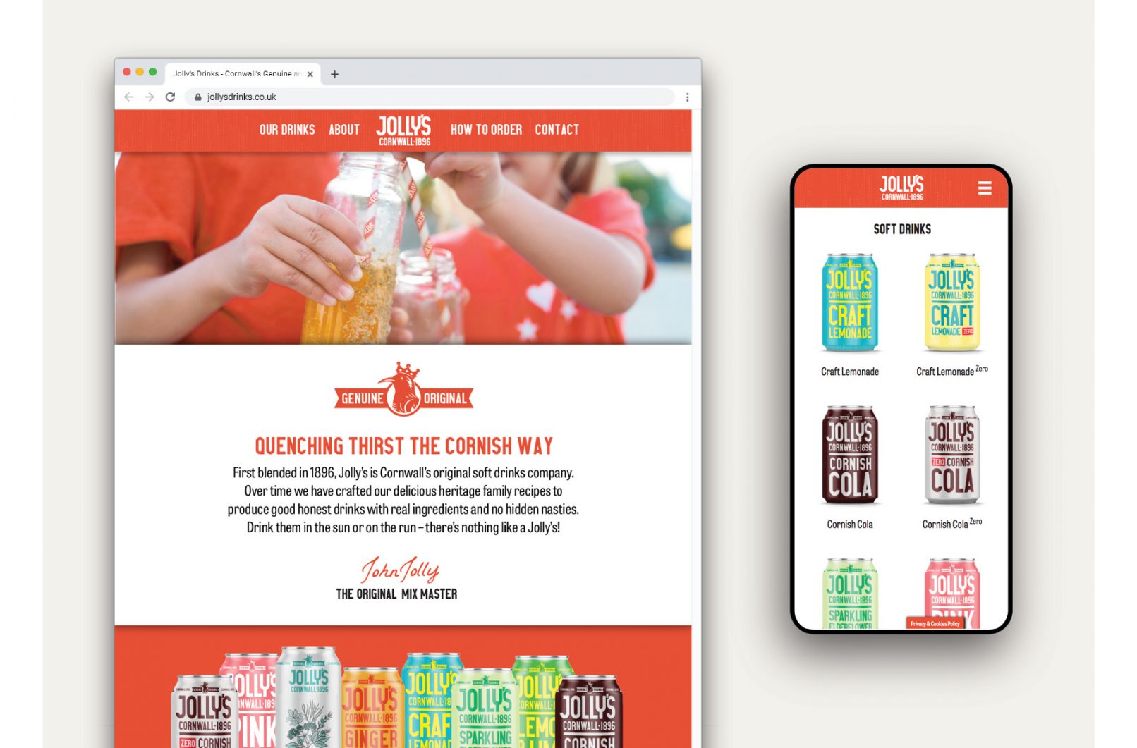 Feature image for Jolly's Cornish Drinks responsive e-commerce website design